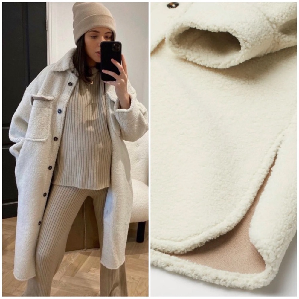 NWT - H&M Faux Shearling Shirt Jacket - Picture 3 of 3